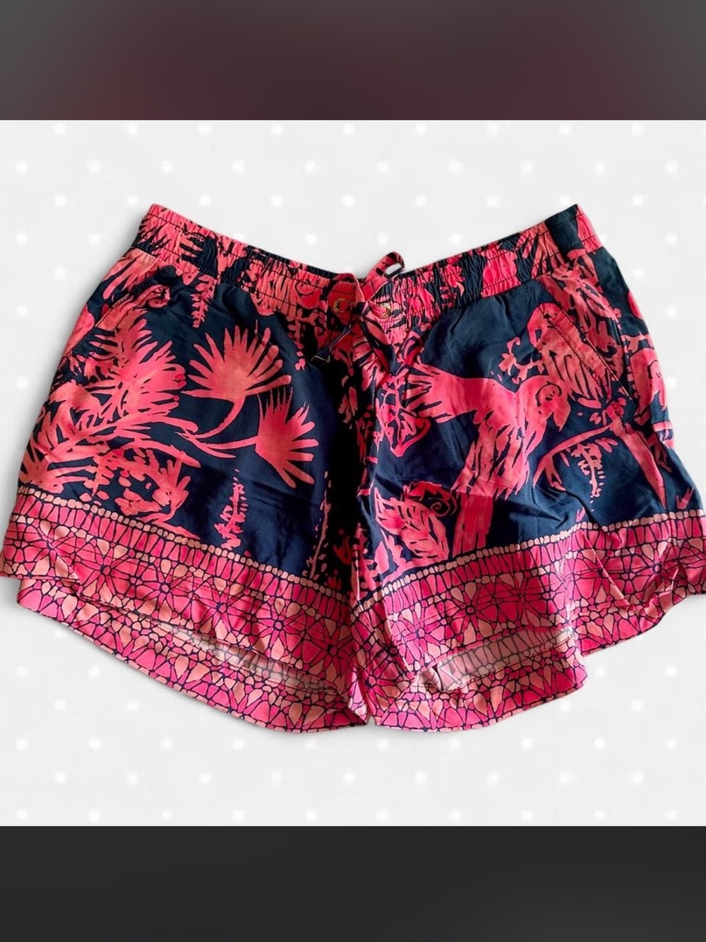 Lilly Pulitzer Navy and Coral Tropical Print Shorts
